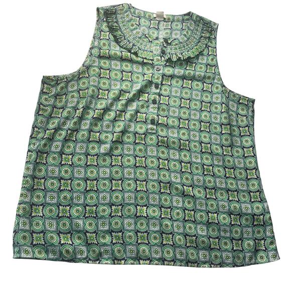 J Crew womans sleeveless ruffled blouse size 16 -preowned - Picture 1 of 6